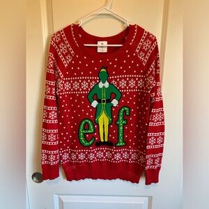Elf Movie Snowflake Print Buddy Christmas Holiday Longsleeve Sweater Women’s M